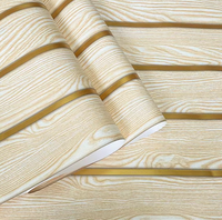 Papier Peint Moderne UDK PVC Étanche Décollable et Adhésif | Motif Rayures Bois | Décoration Murale Amovible DIY pour la Maison