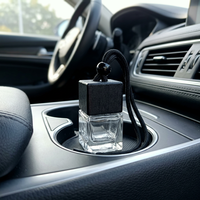 Diffuseur de parfum pour voiture en verre transparent carré de 8 ml avec bouchon en bois, logo personnalisé