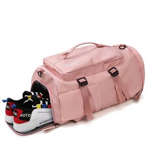 Échantillon gratuit, sac de sport personnalisé à grande capacité, sac de voyage à carreaux, compartiment pour chaussures, sac de sport - Product Image 3