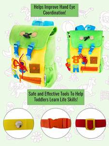 Mochila de tablero ocupado para niños en edad preescolar de fábrica, mochila de actividad de rompecabezas Montessori para niños pequeños, mochila de actividad de tablero de fieltro para niños pequeños - Product Image 3