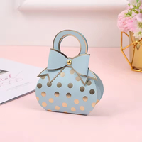 Boîte cadeau personnalisée à pois pour mariage avec nœud, mini sac à main en papier pour bonbons, chocolats, biscuits, cadeaux de fête