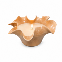 Bougie de bien-être minimaliste en céramique marron brillante à bord festonné, parfumée pour les fêtes, à combustion propre, style Ferme Bohème pour la maison et les fêtes