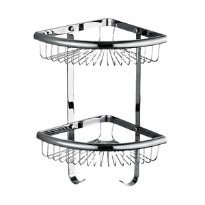 Beelee Dual Tier Metal Wall-Mounted Corner Bathroom <b>Shower</b> <b>Holder</b> and <b>Shampoo</b> Rack with Shelf - Product Image 1