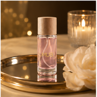 Flacon de parfum vide rond transparent de luxe personnalisé 50 ml avec pulvérisateur à pompe, sérigraphie et bouchon en bois pour diffuseur à bâtonnets – Meilleures ventes