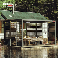 Hooeasy Jardin Manuel Réglable Volets Latéraux Clôture Persienne Toit Bioclimatique Pavillon Gazebo Extérieur Pergola Aluminium
