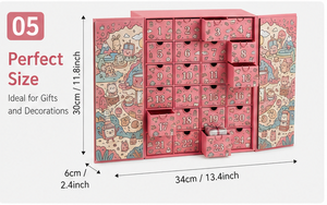 Custom Pink 24 Days Advent Calendar <b>Box</b> with Drawers Rigid Cardboard <b>Christmas</b> Blind <b>Box</b> Mystery Packaging for Gift Wholesale - Product Image 6