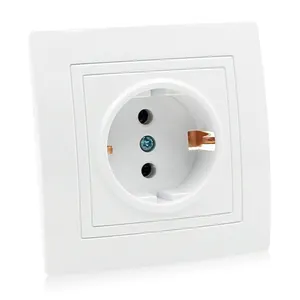 Ce Approval EU Standard White Square Single Gang German Schuko Socket Wall Outlet For Home 220V 16A