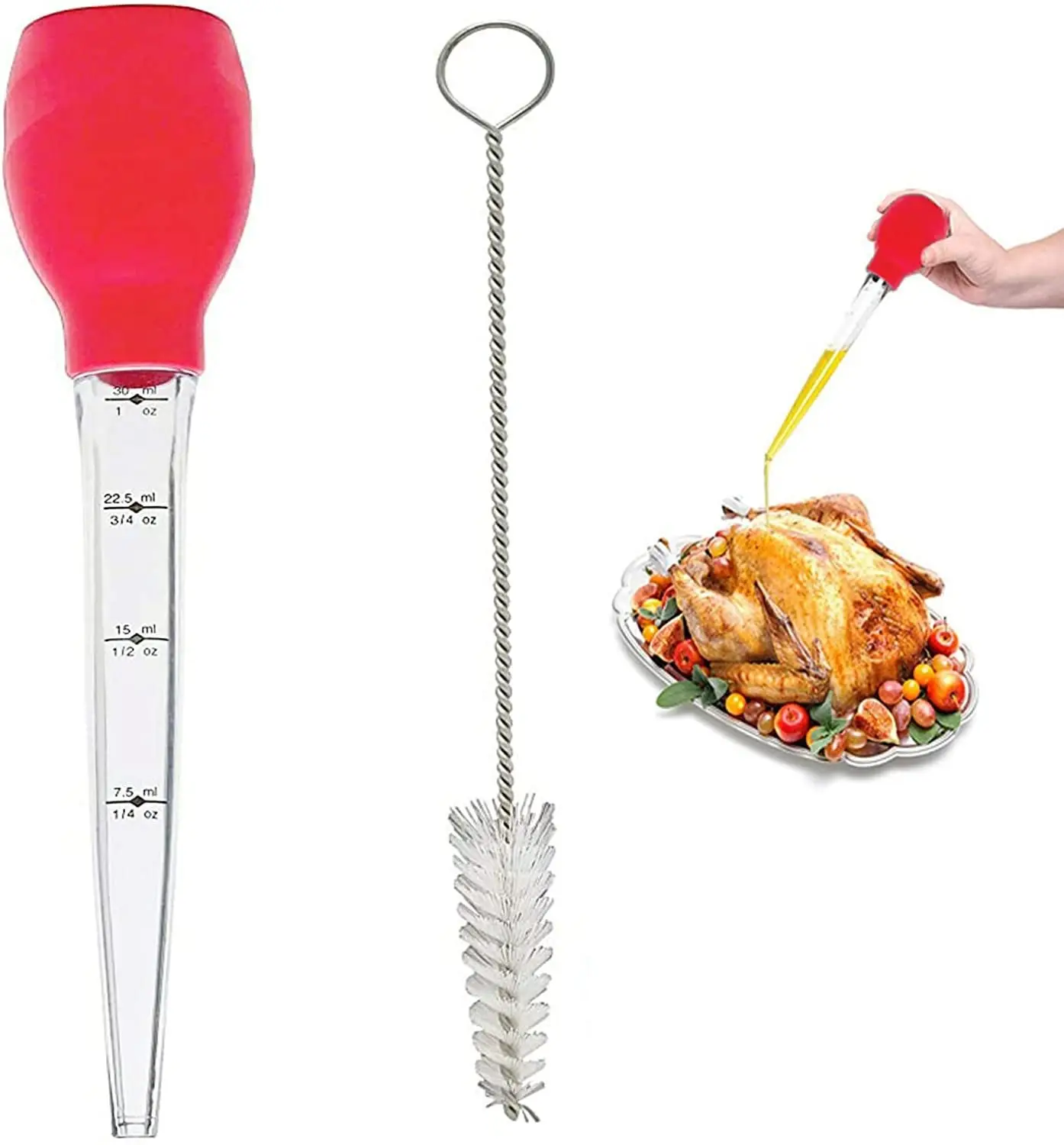 Truthahn Baster Huhn Geflügel Fleisch BBQ Spritze Rohr Pumpe Rohr Tropfer Küchen helfer zum Kochen Braten 30ML Silikon bürste