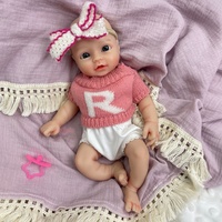 12 Zoll Silikon Reborn Baby mit Dunkler Haut, Implantierten Haaren, Lehrreiches Spielzeug, Geburtstagsüberraschung, Lebensechte Puppe mit Offenem Mund