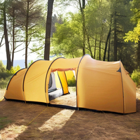 Tente familiale dôme spacieuse 4 personnes, double couche en toile, poteaux en fibre de verre, pour glamping et camping extérieur, tunnel pour enfants, toutes saisons