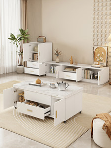 <span class=keywords><strong>Table</strong></span> <span class=keywords><strong>basse</strong></span>/salle à manger multifonctionnelle avec plateau relevable <span class=keywords><strong>en</strong></span> verre et structure <span class=keywords><strong>en</strong></span> bois massif pour petits salons - Meuble compact pour salon - Product Image 4