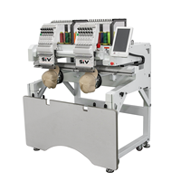 SIVLM2H Machine à broder automatique à deux têtes pour ordinateur broderie plate pour usage domestique chapeaux t-shirts nouveau roulement 1200 tr/min