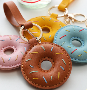 Porte-clés en cuir de haute qualité, pendentif en forme de beignet, pour couples ou voiture, accessoire élégant et personnalisable - Product Image 2
