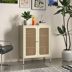 Aparador Extensible de Ratán Ecológico Moderno y de Lujo, Mueble de Exhibición con 1 Cajón BIZOE, 2 Compartimentos, Muebles para el Hogar, Sala de Estar - Product Image 2