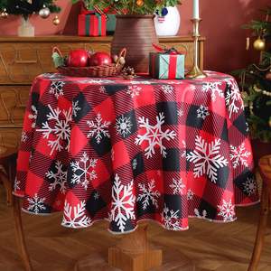 Mantel de Navidad de copo de nieve a cuadros rectangulares de peso pesado, cubierta de mesa duradera para cenas, fiestas, decoraciones navideñas, hoteles - Product Image 2