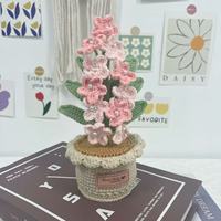 Fleur en laine artificielle faite à la main, tissée, en pot, décoration d'intérieur pour le Nouvel An chinois