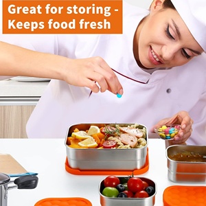 <b>Small</b> Stainless Steel <b>Lunch</b> Bowl Snack Containers with PP Lids Metal <b>Lunch</b> <b>Box</b> for Newborns Kids Daycare and School - Product Image 2