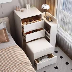 Tocador moderno minimalista con espejo iluminado abatible y gabinete de almacenamiento multifuncional para dormitorio - Product Image 5