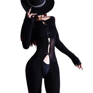 Sexy Bow Tie Open Crotch Bodysuit Women Velvet Full Body Shapewear Solid Color Medium Thickness Lingerie Costume - Product Image 5