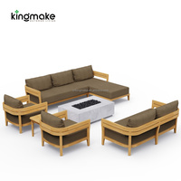 Ensemble de canapés d'extérieur en teck moderne de luxe - Imperméable et résistant aux intempéries pour villa, jardin, salon et parc