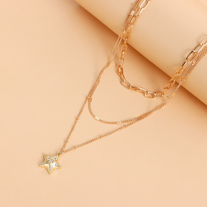 แฟชั่นวินเทจสไตล์ยุโรปและอเมริกาสร้อยคอจี้รูปดาวห้าแฉกหลายชั้นเครื่องประดับสเวตเตอร์สุดประณีต - Product Image 4