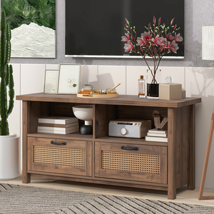 Fashion Restoring Ancient Ways Double Cabinet Rattan Weave Cabinet Door Tv Cabinet