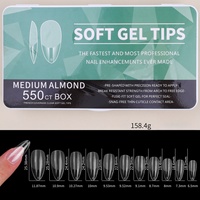 550 Piezas de Extensiones de Uñas de Gel Suave Cobertura Completa Almendra Cortas Largas Puntas Falsas Press on para Aplicación en Dedos Productos de Belleza