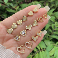 Boucles d'oreilles en perles à la mode Vêtements quotidiens pour femmes Cuivre plaqué or 18 carats Zircone intégrée Nouveau design Géométrique et en forme de coeur