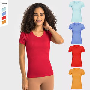 Camisetas de manga corta para mujer, prenda de vestir, con cuello redondo, estilo europeo y americano, para correr y hacer Yoga - Product Image 6