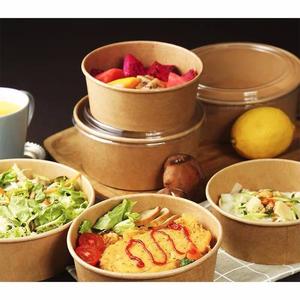 Saladier jetable en papier avec couvercle emballage personnalisé biodégradable Kraft - Product Image 4