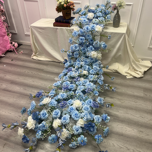 พวงดอกไม้สไตล์โรแมนติกสีฟ้าสำหรับตกแต่งงานแต่งงาน ให้ความรู้สึกสมจริงและสวยงามดุจฝัน เหมาะสำหรับตกแต่งโต๊ะ - Product Image 2