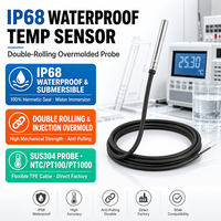 Capteur de température étanche IP68 en acier inoxydable à double roulement moulé par injection NTC PTC RTD PT100 PT1000