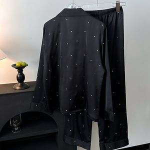 2025 nuovo pigiama da donna in seta satinata pantaloni a maniche lunghe di fascia alta con stampa a stella Casual per l'autunno - Product Image 5