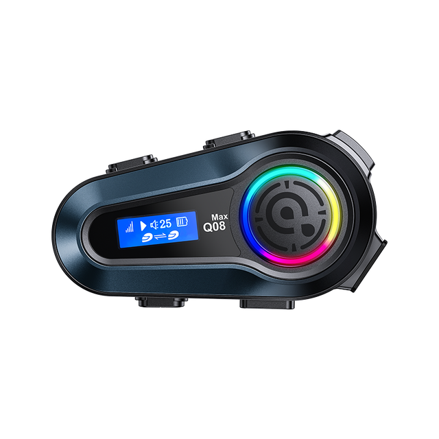 Q08 MAX 2-Rider Switch Talking Intercommunicator IPX6 Wireless for Motorcycle Intercom Waterproof ABS Plastic Helmet Headset