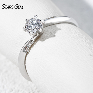 Anillo de Diamante de Laboratorio, Oro Blanco de 18k, 0.5CT, Corte Brillante Redondo, Anillo Solitario, Anillos de Compromiso - Product Image 2