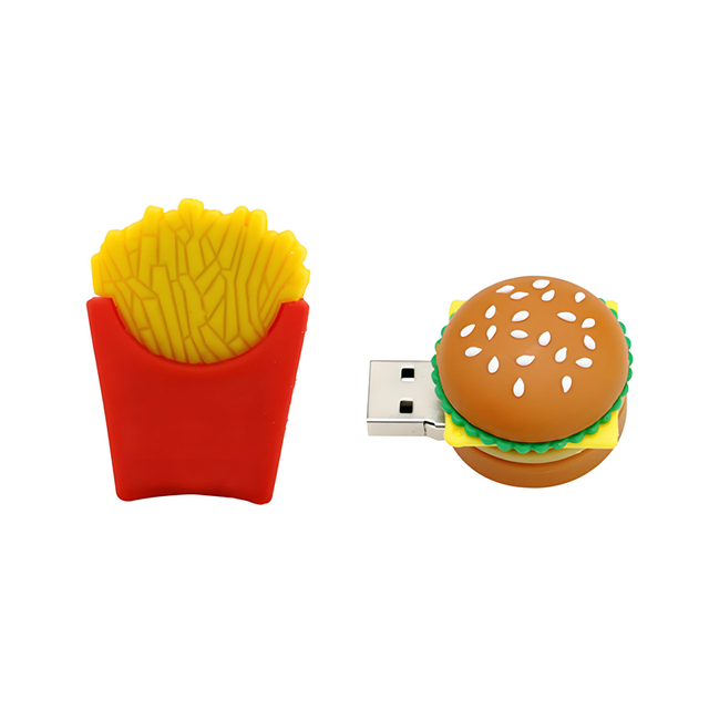 Custom Logo Factory Direct Hamburger PVC USB Flash Drive 2.0 8GB 16GB 32GB Pendrive 3.0 64GB 128GB USB Disk for Promotional Gift