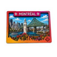 Aimants de réfrigérateur en bois à deux couches, sur le thème du Pont de Montréal (Canada), souvenirs touristiques, articles personnalisés, aimant de Montréal en bois