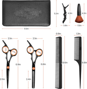 Tijeras de Peluquería de 6'' AQIABI, Tijeras de Corte de Pelo de Acero Japonés, Tijeras de Entresacar, Tijeras para Corte de Pelo, Negras, C1001 - Product Image 4