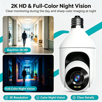 Caméra de sécurité Wifi E27 2K HD PTZ avec vision nocturne couleur, audio bidirectionnel, détection humaine PIR, caméra IP 360 degrés