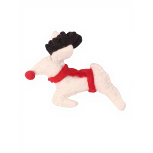 SAMYAK Handmade Wool Reindeer Plush Toy with Red Scarf Nose Eco-Friendly Reusable for <b>Christmas</b> Ages 2-4 Unisex Educational Toy - Product Image 1
