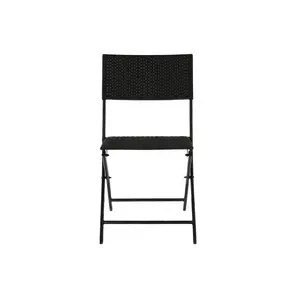 Ensemble de 3 tables en acier et rotin synthétique 58x58x71,5 cm noir - Product Image 1