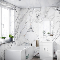 Panneaux muraux décoratifs intérieurs modernes en PVC ignifuge et imperméable pour salle de bain et douche, installation facile, garantie 5 ans