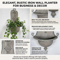 Pot Bunga Dinding Logam Vintage, Pot Bunga Besi Antik Rustic untuk Dekorasi Taman Dalam & Luar Ruangan, Wadah Gantung Dinding Dekoratif