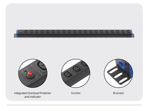 Unità di distribuzione di potenza (PDU) 19 "1U 16A 20 vie IEC C13 prese con sovraccarico integrato e indicatore - Product Image 3