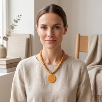 Collier pendentif en pierre d'ambre naturelle, perles rondes sculptées, amulette, bijou énergétique en pierre précieuse pour femmes et hommes, directement de l'usine