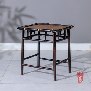 <b>Bamboo</b> Woven Tea <b>Stool</b> Square Chinese Style Lacquered <b>Bamboo</b> Home <b>Stool</b> - Product Image 4