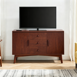 Mid Century Modern Sideboard Buffet Cabinet 47.3 In Solid Wood Frame Legs Wooden Handle <b>Storage</b> <b>Kitchen</b> Cabinet - Product Image 4
