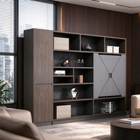 Meuble de rangement modulaire en bois pour bureau, étagères ouvertes multi-compartiments, bibliothèque de présentation pour espace de travail commercial