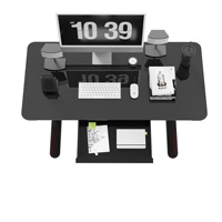 Bureau de bureau ergonomique moderne avec bande lumineuse LED Hauteur réglable Plateau en verre durable Nouveau modèle Bureau debout
