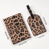 Porte-cartes en cuir PU imprimé léopard, porte-passeport, ensemble d'étiquettes de bagage, accessoires de voyage tendance, cadeau pour hommes et femmes
